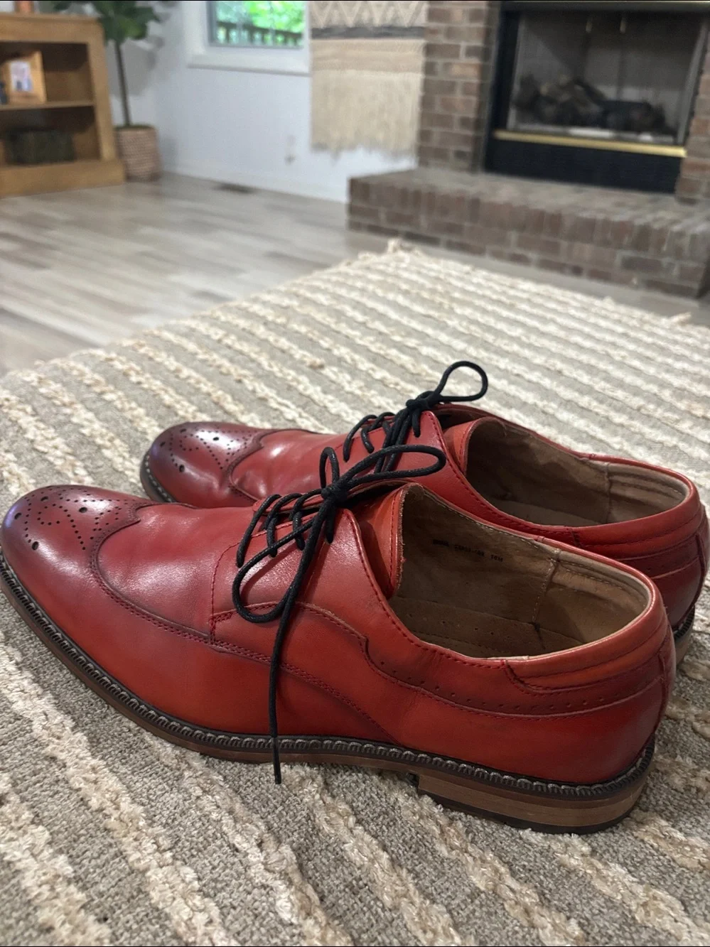 Stacy Adams Fletcher Wingtip Oxford Red Men's Dress Leather Shoes Size: 10